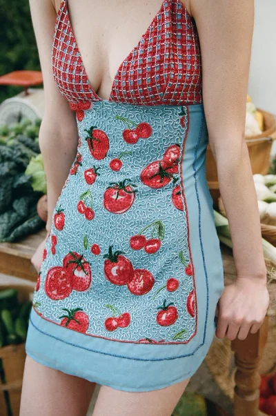 Photo of Lucetta Mini Dress in Blue on model, view 1